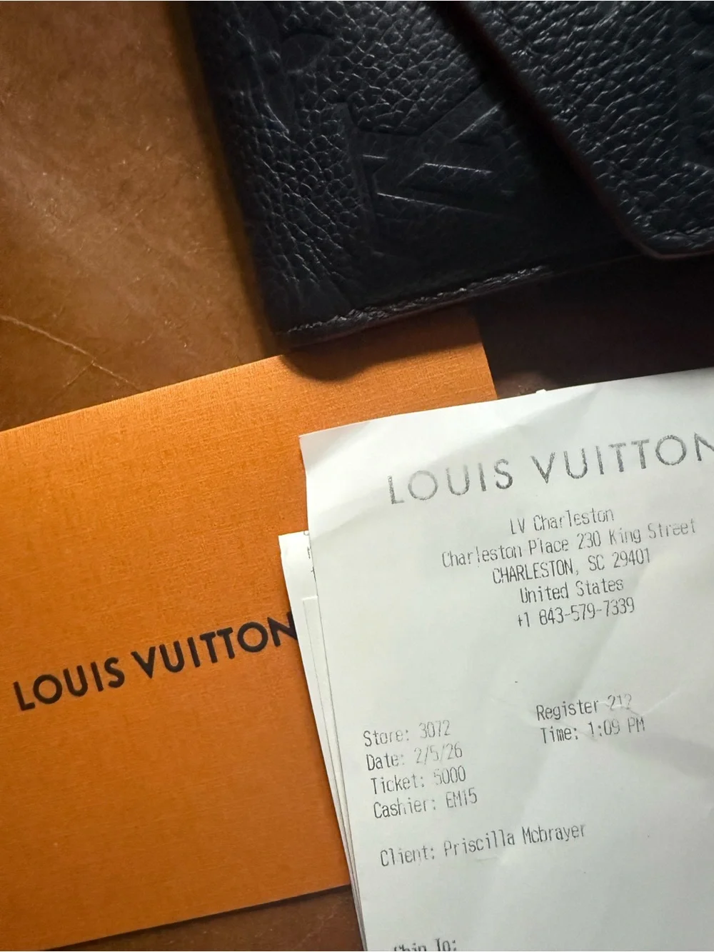 Louis Vuitton Dark Blue Embossed Envelope Wallet